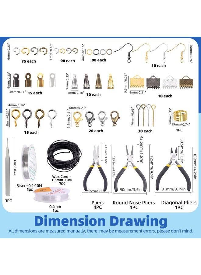 Glarks 1468Pcs Jewelry Making Kit with Pliers, Findings, Beading String for Jewelry Repair, Making and Beading - Image 2